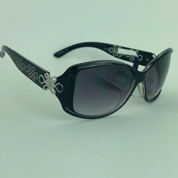 SG00773 NorthCrest Sunglasses for Women Pretty Swirls Black, Silver Design - Picture 2 of 8